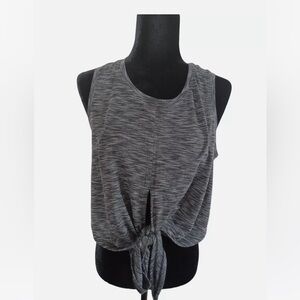 Zyia Women's Black And Gray Front Tie Cropped Tank M.